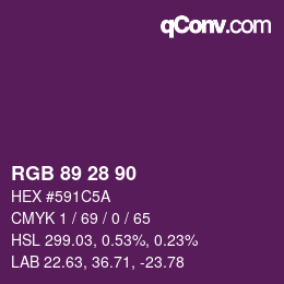 Color code: RGB 89 28 90 | qconv.com