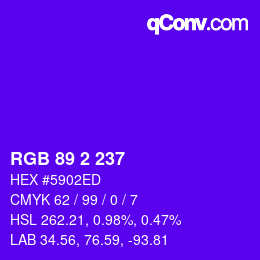 Color code: RGB 89 2 237 | qconv.com