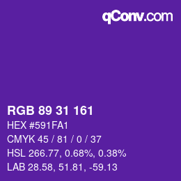Color code: RGB 89 31 161 | qconv.com