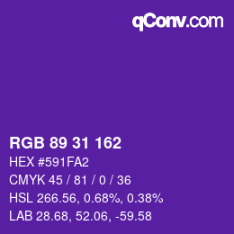 Color code: RGB 89 31 162 | qconv.com