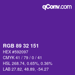 颜色代码: RGB 89 32 151 | qconv.com