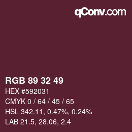 Color code: RGB 89 32 49 | qconv.com
