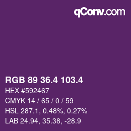 カラーコード: RGB 89 36.4 103.4 | qconv.com