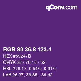 カラーコード: RGB 89 36.8 123.4 | qconv.com