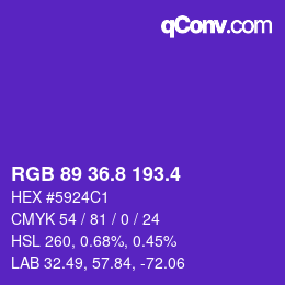 カラーコード: RGB 89 36.8 193.4 | qconv.com