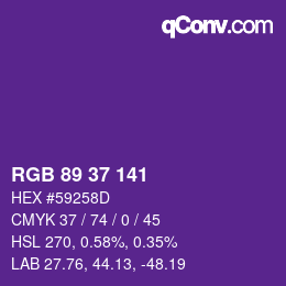 カラーコード: RGB 89 37 141 | qconv.com