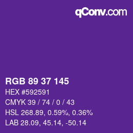 Color code: RGB 89 37 145 | qconv.com