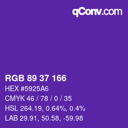 Color code: RGB 89 37 166 | qconv.com