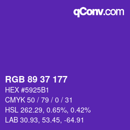 カラーコード: RGB 89 37 177 | qconv.com