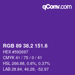 カラーコード: RGB 89 38.2 151.6 | qconv.com