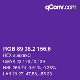 カラーコード: RGB 89 38.2 156.6 | qconv.com