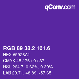 カラーコード: RGB 89 38.2 161.6 | qconv.com