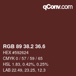 カラーコード: RGB 89 38.2 36.6 | qconv.com