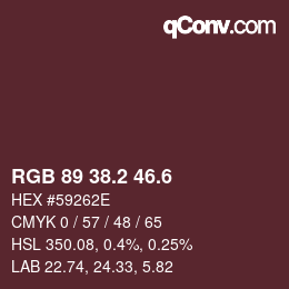 カラーコード: RGB 89 38.2 46.6 | qconv.com