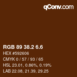 カラーコード: RGB 89 38.2 6.6 | qconv.com