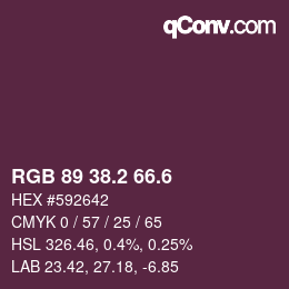 カラーコード: RGB 89 38.2 66.6 | qconv.com
