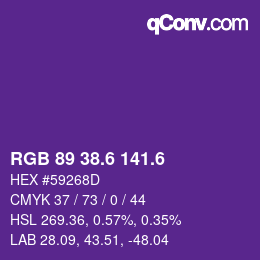 カラーコード: RGB 89 38.6 141.6 | qconv.com