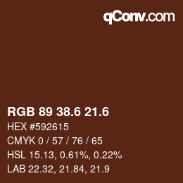 カラーコード: RGB 89 38.6 21.6 | qconv.com