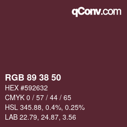 Color code: RGB 89 38 50 | qconv.com