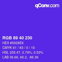 Color code: RGB 89 40 230 | qconv.com