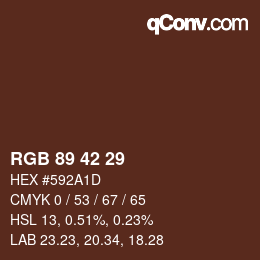 颜色代码: RGB 89 42 29 | qconv.com