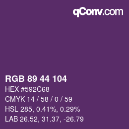 Color code: RGB 89 44 104 | qconv.com