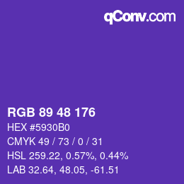 Color code: RGB 89 48 176 | qconv.com