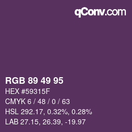颜色代码: RGB 89 49 95 | qconv.com