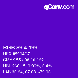 Color code: RGB 89 4 199 | qconv.com