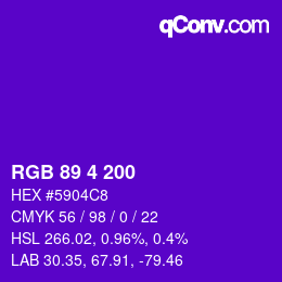 Color code: RGB 89 4 200 | qconv.com