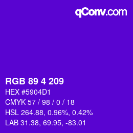 Color code: RGB 89 4 209 | qconv.com