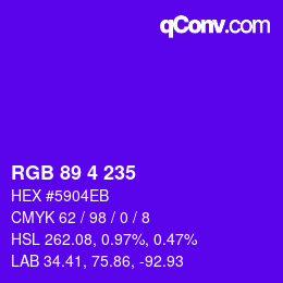 Color code: RGB 89 4 235 | qconv.com