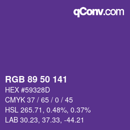 Farbcode: RGB 89 50 141 | qconv.com