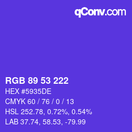 Color code: RGB 89 53 222 | qconv.com