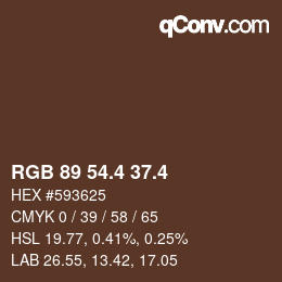 カラーコード: RGB 89 54.4 37.4 | qconv.com