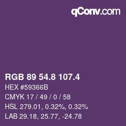 カラーコード: RGB 89 54.8 107.4 | qconv.com