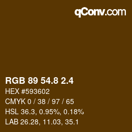 カラーコード: RGB 89 54.8 2.4 | qconv.com