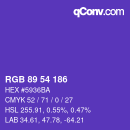 Color code: RGB 89 54 186 | qconv.com
