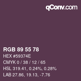 Color code: RGB 89 55 78 | qconv.com