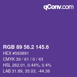 カラーコード: RGB 89 56.2 145.6 | qconv.com