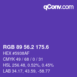 カラーコード: RGB 89 56.2 175.6 | qconv.com