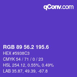 カラーコード: RGB 89 56.2 195.6 | qconv.com