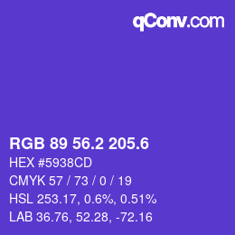 カラーコード: RGB 89 56.2 205.6 | qconv.com