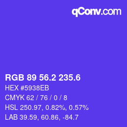 カラーコード: RGB 89 56.2 235.6 | qconv.com