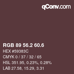 カラーコード: RGB 89 56.2 60.6 | qconv.com