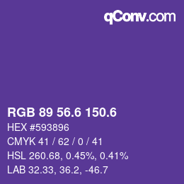 カラーコード: RGB 89 56.6 150.6 | qconv.com