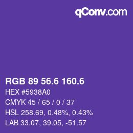 カラーコード: RGB 89 56.6 160.6 | qconv.com
