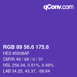 カラーコード: RGB 89 56.6 175.6 | qconv.com