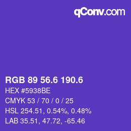 カラーコード: RGB 89 56.6 190.6 | qconv.com