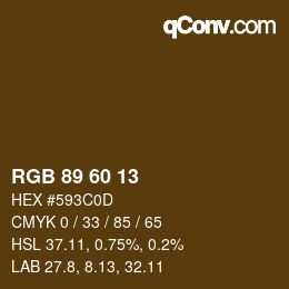 颜色代码: RGB 89 60 13 | qconv.com